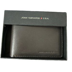 John Varvatos Bifold Leather Wallet Brown NWT